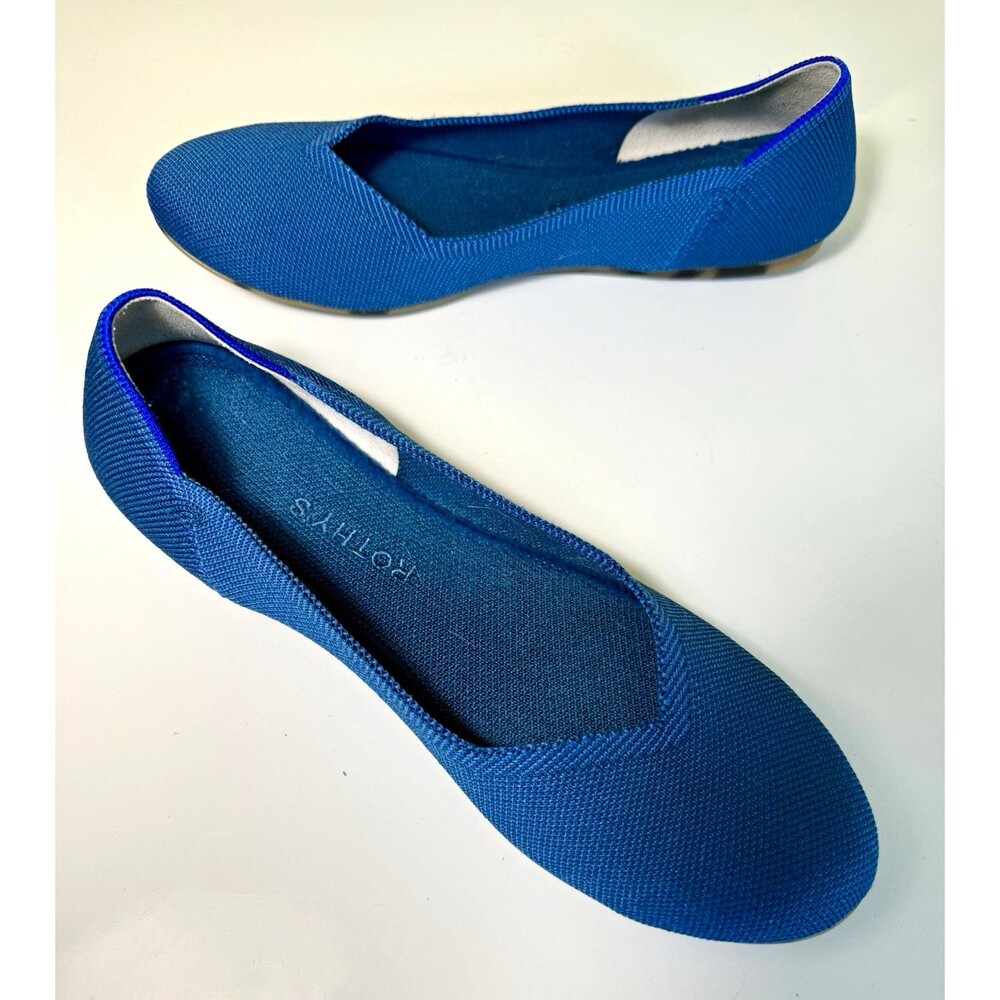 Rothy’s The Flat Blue Round Toe Knit Flats Tortoiseshell Soles Women’s Size 10.5
